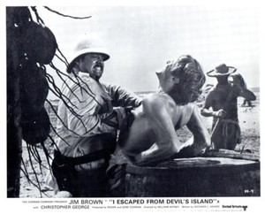 I Escaped From Devil's Island Original Lobby Card Richard Ely Beaten by Guard