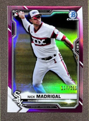 2021 Bowman Chrome #7 Nick Madrigal Rookie RC Pink Refractor Parallel SP #/299 - Image 1 of 3