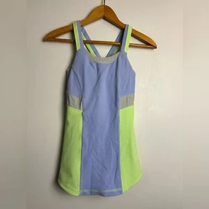 Ivivva by Lululemon Tank Top padded Bra Size Girls 14 Green Blue Retro Outdoor - Picture 1 of 15