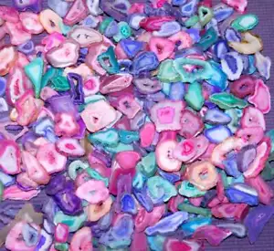 Natural Dyed Free Size Wholesale Lot Multicolor Agate Slice Gemstone AU 30 - Bild 1 von 1
