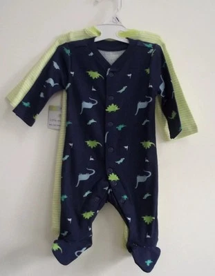  Pack de 2 Pijamas Dinosaurios y Rayas 6 - 9 Meses NUEVO - Regalo Bebé Niño Foto 1 de 4