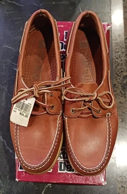 Zapatos Dexter de Colección Nuevo de Lote Antiguo Para Hombres 9M Navegador Barco Madera Cuero Con Cordones Puntera Sin usar, en caja  Foto 1 de 4