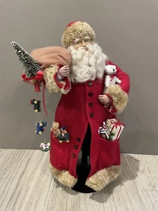 Klassisches Sammlerstück Weihnachtsmann Figur im roten Mantel mit Sack und Spielzeug - 16" mit Ständer - Bild 1 von 9