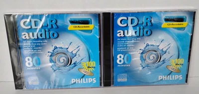 Philips CD-R Audio 80 min Audio CD Disco Grabable Lote de 2 - Nuevo Sellado Foto 1 de 4