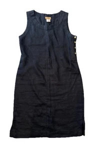 Jute Essentials Women Black Pencil Dress 100% Linen Size M Great Condition - Picture 1 of 5