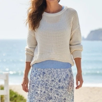 Eileen Fisher | Suéter Texturizado Tejido Abierto Talla M Coastal Chic Resort Minimalista Foto 1 de 4