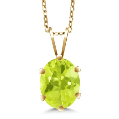 1.35 Ct Oval Shape Yellow Lemon Quartz 18K Yellow Gold Plated Silver Pendant - Image 1 of 4