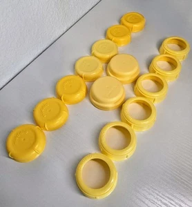 Medela Bottle Caps 15 Piece Replacement Lids Accessories Yellow - Picture 1 of 3