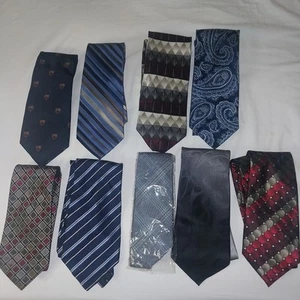 Lot Of 9 Mens Silk Neckties Quality Brands - Picture 1 of 21