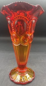 Moon And Stars Amberina 6" Bud Vase By Smith Glass UV Reactive - Picture 1 of 8