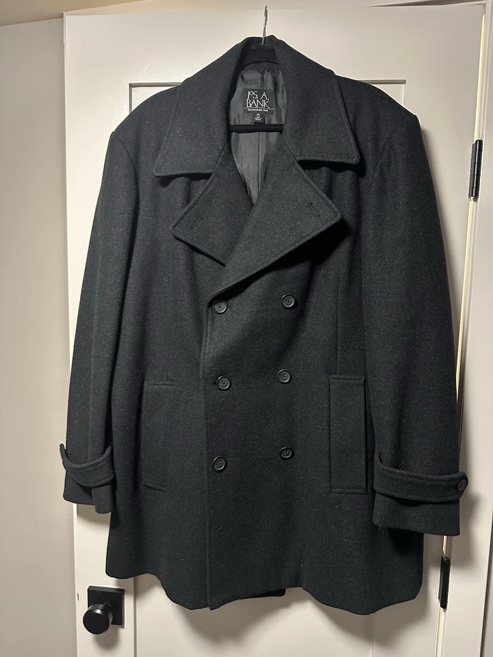 Jos. A. Abrigo Bank Hombre XL Negro Doble Pecho Foto 1 de 4