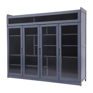 Shoe Storage Cabinet 4 Doors 6 Tiers Top Shelf Rack Organizer Floor Storage - Picture 1 of 24
