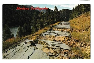 EARTHQUAKE HIGHWAY 287 DAMAGE Madison River Canyon 1959 Montana MT Postcard - Picture 1 of 2