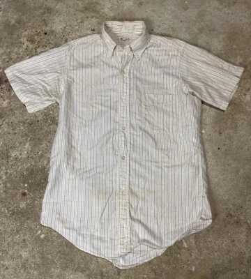 Vintage 50s Sanforzied Short Sleeve Button Down Shirt Striped Rockabilly Large - Image 1 of 4