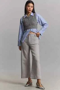 NWT Anthropologie Maeve The Colette Cropped Wide-Leg Jeans Sz 27 Grey #7B506 - Picture 1 of 13