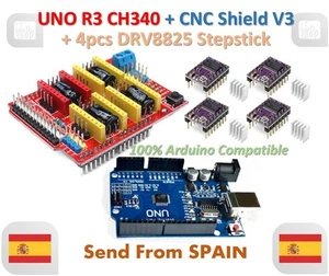 UNO R3 + CNC Shield V3 Expansion Board + 4pcs DRV8825 Stepper Motor Driver - Imagen 1 de 1