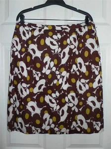Falda Milly Bronce Marrón Blanco Estampado Floral Algodón Césped Línea A $180 Nueva con Etiquetas 10 - Imagen 1 de 1