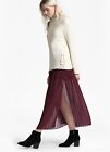 French Connection Cooper Burgundy Mesh Pleated MidiMaxi Skirt BNWT Size8 RRP £75