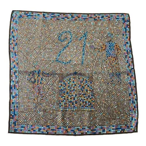 Sciarpa seta vintage 21 Club New York Jockey Iron Gates mosaico sinfonia Giappone rara - Foto 1 di 9