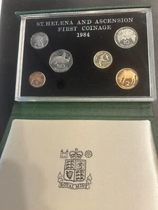 1984 St Helena & Ascension First Coinage Proof Set in OGP from Royal Mint - Picture 1 of 3
