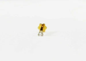 0.02ct Real Diamond Nose Lip Labret Screw Stud Piercing Ring Pin 18k Solid Gold - Picture 1 of 11