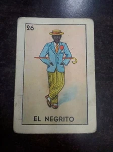 Vintage EL NEGRITO Original Mexican Loteria Bingo Game Card - Picture 1 of 2