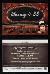 2011 Topps Manufactured Glove Leather Nameplate Black /99 Eddie Murray HOF