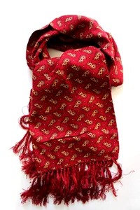 Vintage 60's Tootal tassled scarf red paisley Rayon ACCS232 - Picture 1 of 3