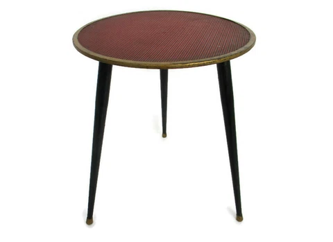 Small Side Table Mid Century  Modernist Coffee table Plant stand Brass Funky Cover