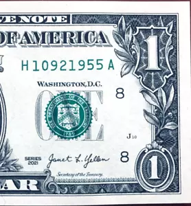1955 Trailing Birth Year Note Fancy Serial Number Series 2021 H10921955A UNC - Picture 1 of 3