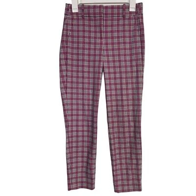 J.Crew Womens Size 2 Cameron Slim Crop Pant In Pink Plaid Print - Image 1 of 4