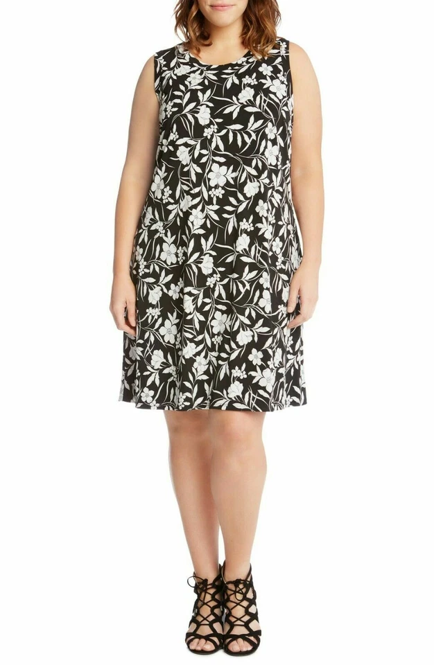 Karen Kane Black White Floral Shift Dress Size 0x Women