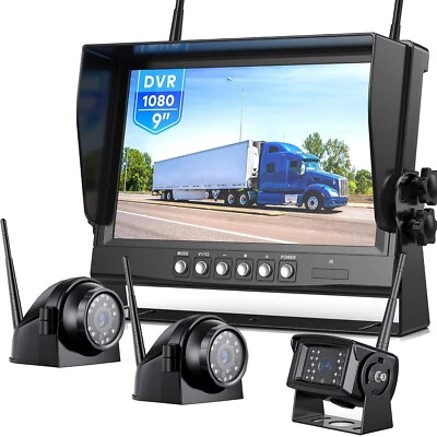 Digital Wireless 9" Monitor DVR 1080P Backup Camera for Truck Reverse Rear View - Image 1 of 4