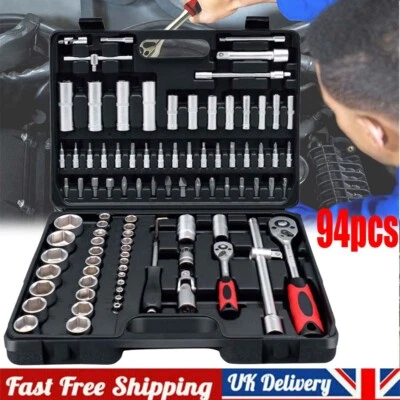 94 Socket Sets Quick Release 72-Tooth Ratchet Set Kit for Home DIY Car Repair - Image 1 of 4