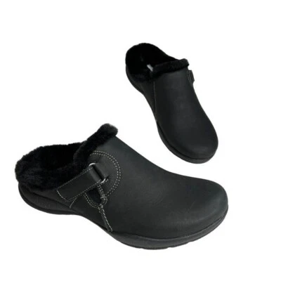Clarks Women's Roseville Clog Flats Black Leather Size 6M - Image 1 of 4
