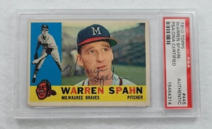 Rare 1960 WARREN SPAHN Signed Topps Trading Card-Hall of Fame-BRAVES-PSA - Picture 1 of 4