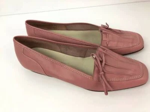 Enzo Angiolini Women's Genuine Leather Flats 8N Pink Mauve Dusty Rose Bow Shoes - Picture 1 of 9