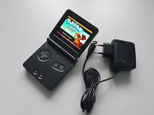 GameBoy Advance SP Konsole Schwarz Black AGS-101 Neues Gehäuse & IPS V5 Display - Bild 1 von 11