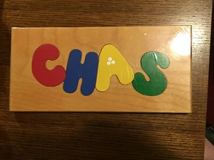 Handmade USA Stout Sprout Wood Name Puzzled Board "CHAS" - Picture 1 of 2