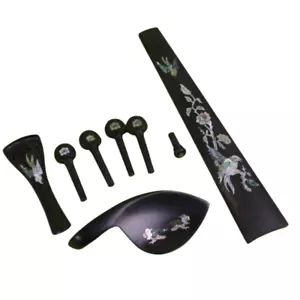 ebony 4/4 violin parts tailpiece peg End pin chin rest Fingerboard Shell inlay - Picture 1 of 1
