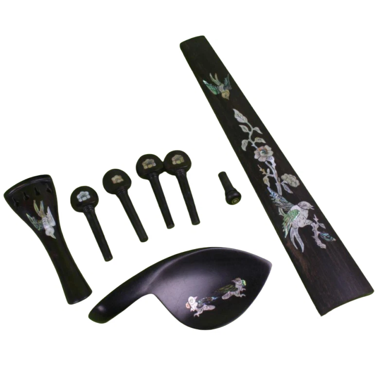ebony 4/4 violin parts tailpiece peg End pin chin rest Fingerboard Shell inlay - Image 1 of 1