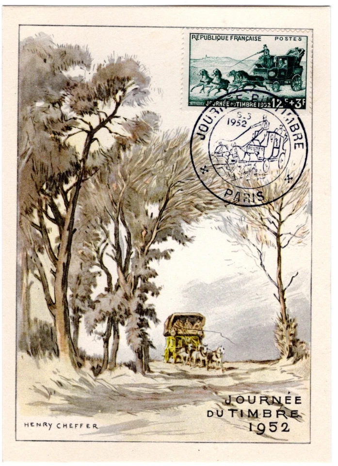 919+ FDC  CARTE 1er JOUR    JOURNEE DU  TIMBRE 1952   PARIS - Photo 1/1