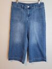 jag jeans carpi jeans womens size 14/32 simone wide leg crop mid rise denim blue