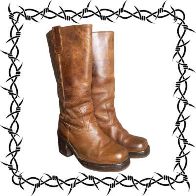 Vintage Destroy block platform leather boots - Image 1 of 4
