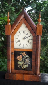 Antique C 1870 New Haven Rosewood Finish Steeple Mantle Clock - SEE VIDEO - RUNS - Picture 1 of 9