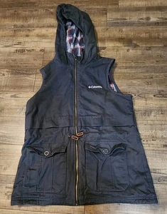 Columbia Hooded Vest Full Zip Plaid Lining  Cargo Women's  Size Small.  1462 - Picture 1 of 6