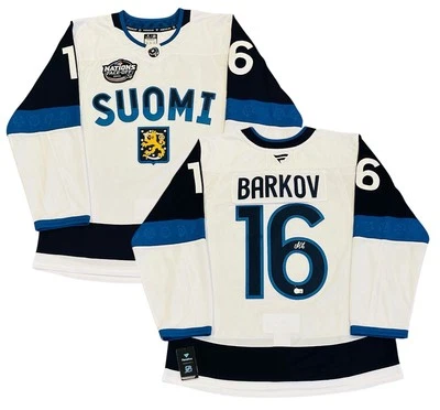Футболка премиум-класса с автографом Александра Баркова из команды Финляндии 4 нации + сертификат подлинности BAS - Изображение 1 из 4