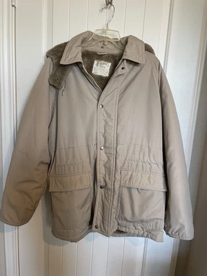 Vintage 70s London Fog Sherpa Lined Coat Faux Fur Collar Detachable Hood 46 REG - Image 1 of 4