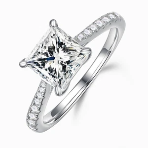 2CT Princess Cut Moissanite Engagement Rings for Women, 925 Sterling Silver 1... - Picture 1 of 7