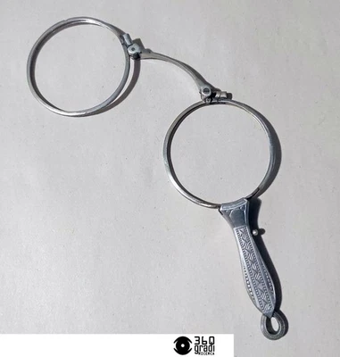 Antichi occhiali lorgnette con lenti rotonde 1920-30s - Immagine 1 di 4